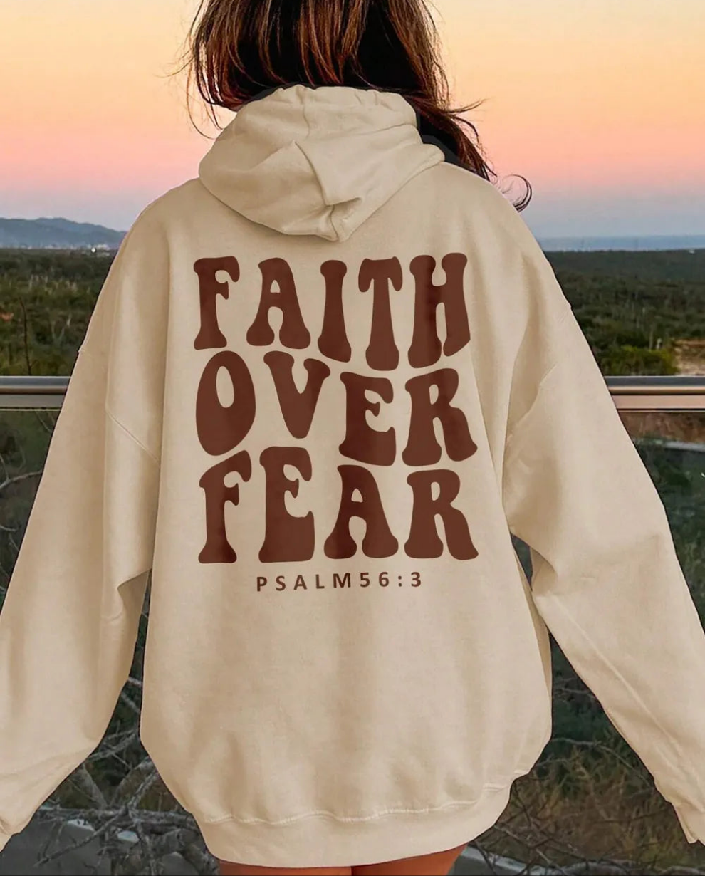 FAITH OVER FEAR Dropped Shoulder Hoodie