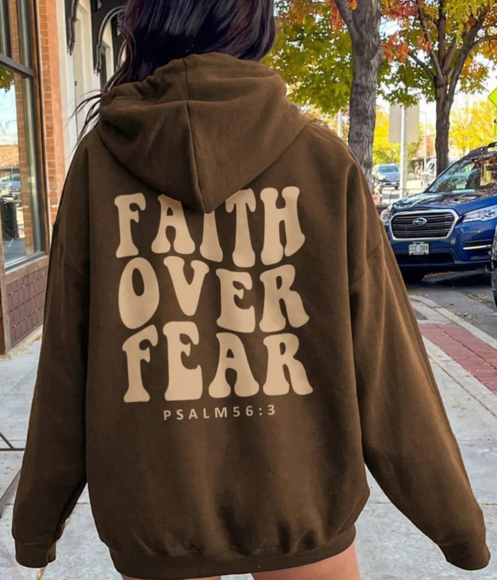 FAITH OVER FEAR Dropped Shoulder Hoodie